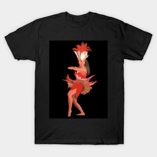 Colorful Polynesian Dancer in Feathers T-Shirt